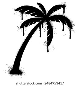 Spray Graffiti Coconut Palm Trees icon sprayed isolated with a white background.