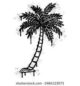 Spray Graffiti Coconut Palm Trees icon sprayed isolated with a white background.