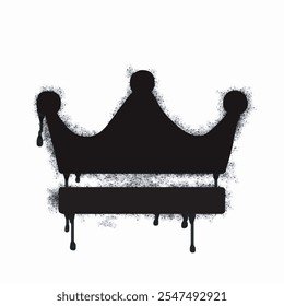 Spray graffiti crown icon isolated on white background. graffiti crown icon with overspray in black on white. Vector illustration.