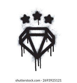 Spray Graffiti Diamonds Sprayed separately on a white background. Graffiti diamonds with 3 stars on top. Black spray on white.


