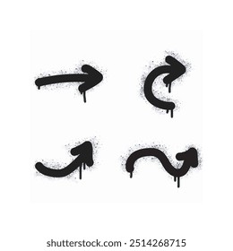 Spray graffiti effect cartoon arrow painted black on white.