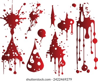 Spray graffiti element vector set, blood can splatter brush drip smiling kit, urban street black grunge. Hand writing stain splash, heart silhouette airy ink stroke and circles