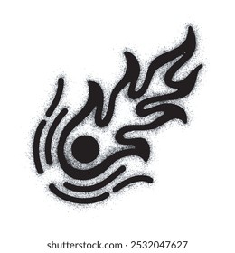 Spray graffiti fire sign painted black on white. meteor fire symbol. isolated on white background. vector illustration