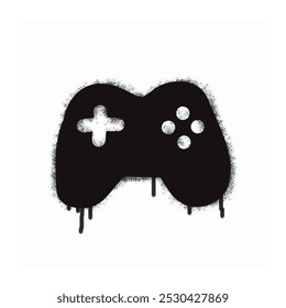 Spray Graffiti game stick icon isolated on white background. graffiti game stick icon with overspray in black on white. Vector illustration.