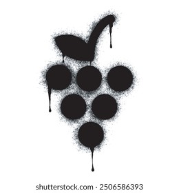 Spray graffiti grape fruit sign painted black on white. Fruit symbol. isolated on white background. vector illustration