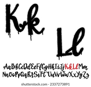 Spray graffiti hand lettering font. Letter K and L. Part 6