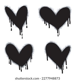 Spray graffiti heart sign painted in black on white. Love heart drop symbol. isolated on a white background. vector illustration