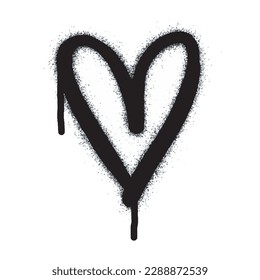 Spray graffiti heart sign painted in black on white. Love heart drop symbol. isolated on a white background. vector illustration svg