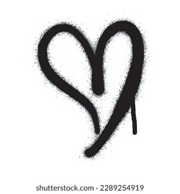 Spray graffiti heart sign painted in black on white. Love heart drop symbol. isolated on a white background. vector illustration