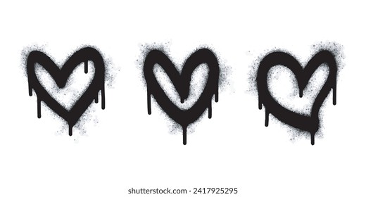 Spray graffiti heart sign painted in black on white. Love heart drop symbol. isolated on a white background. vector illustration svg