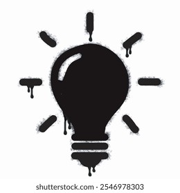 Icono de la lámpara del graffiti del espray aislado en el fondo blanco. icono de la lámpara del graffiti con el overspray en negro sobre blanco. Ilustración vectorial.

