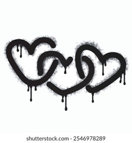 Ícone de amor de grafite de spray isolado no fundo branco. ícone de amor de grafite com overspray em preto no branco. Ilustração vetorial.