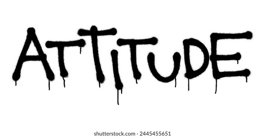 Spray graffiti motivational quote ATTITUDE over white.