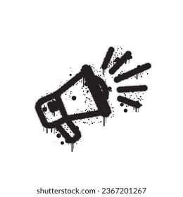 Spray graffiti speakers painted black on white. . isolated on white background. vector illustration
