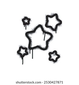 Spray Graffiti star icon isolated on white background. graffiti star icon with overspray in black on white. Vector illustration.