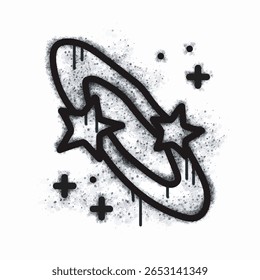 Spray graffiti star icon isolated on a white background. Spray graffiti star icon in black on white. Vector illustration.