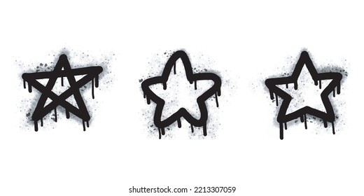 Spray Graffiti Star Symbol Painted Black On White. Star Symbol. Isolated On A White Background. Vector Illustration

