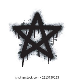 Spray Graffiti Star Symbol Painted Black On White. Star Symbol. Isolated On A White Background. Vector Illustration
