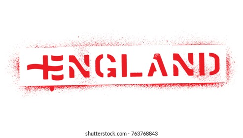 Spray graffiti stencil ''England'' and stylized English ''St. George'' flag