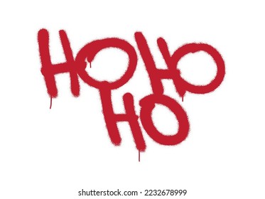 Spray graffiti tag Ho-ho-ho. Holiday greetings quote isolated on white. 