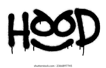 Spray graffiti tag HOOD (slang, a contraction for ''Neighborhood'')