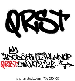 Spray Graffiti Tagging Font. Letters ''Q'', ''R'', ''S'', ''T''. Part 5