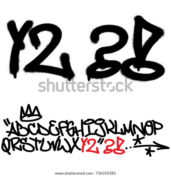 Spray Graffiti Markging Schriftart Buchstaben Y Z Stock Vektorgrafik Lizenzfrei