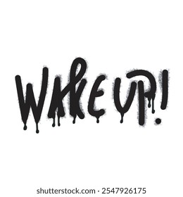 Spray graffiti wakeup icon isolated on white background. graffiti wakeup icon with overspray in black on white. Vector illustration.
