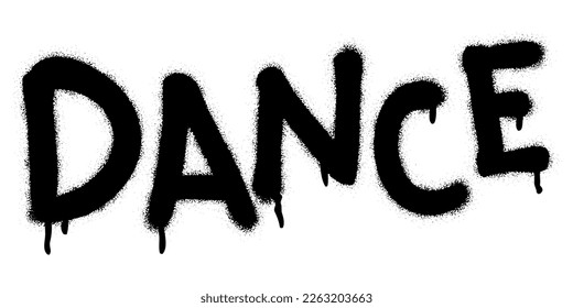 Spray graffiti word DANCE over white. Musical genre concept.