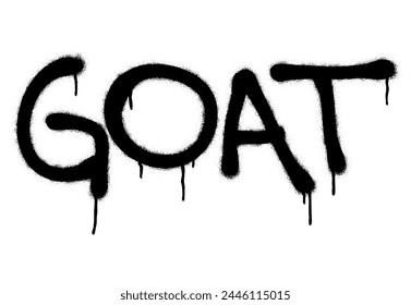 Spray graffiti word GOAT and abbreviation Great Of All Times