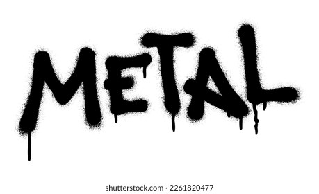 Spray graffiti word METAL over white. Musical genre concept.