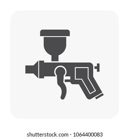 Spray gun or airbrush vector icon. Also called air gun sprayer. Device is a spray painting tool for car and auto painting in automotive industry, architectural coating and furniture finishing etc.