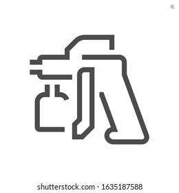 Spray gun or airbrush vector icon. Also called air gun sprayer. Device is a spray painting tool for car and auto painting in automotive industry, architectural coating, furniture finishing. 48x48 px.