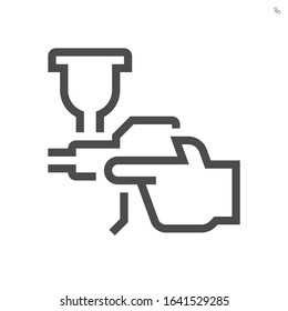 Spray gun or airbrush vector icon. Also called air gun sprayer. Device is a spray painting tool for car and auto painting in automotive industry, architectural coating, furniture finishing. 48x48 px.
