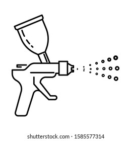 Spray gun airbrushing device with paint spraying linear icon
