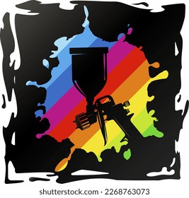 Fuego de pulverización y diseño abstracto de pintura coloreada. Tarjeta única para el trabajo de pintor y pintura
