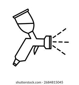 Una pistola de pulverización se representa en un dibujo de línea simple, que muestra la boquilla de pulverización.