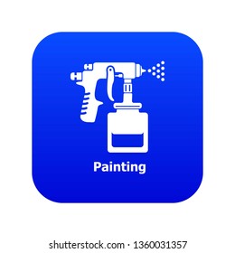 Spray gun icon blue vector isolated on white background