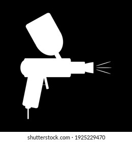 Spray gun icon on black background. Vector illustration.