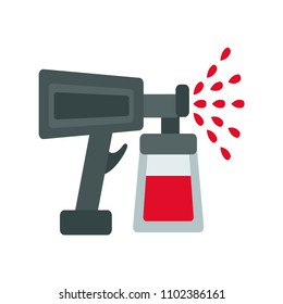 Spray gun icon, vector illustration, red paint.