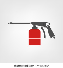 Spray Gun Icon. Vector illustration of a car body repair instruments. Automotive concept useful for a pictogram, icon, logotype or signboard design. Transportation collection in gray and red color.