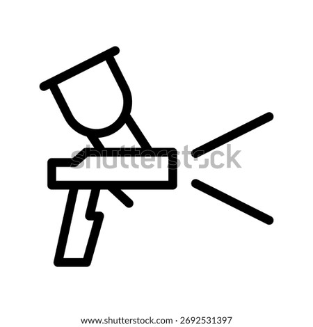 Spray Gun Line Icon — Paint Sprayer, Coating and Finishing