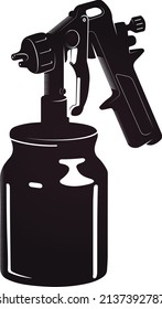 Spray gun and paint blots. Tool for painting symbol