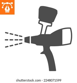 Spray gun solid icon, glyph style icon for web site or mobile app, car service and airbrush , paint sprayer vector icon, simple vector illustration, vector graphics with editable strokes.
