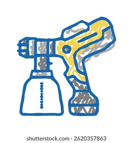 Herramienta de pistola de pulverización Vector de dibujo de icono de doodle. Pistola de pulverización signo de herramienta. Ilustración de símbolo aislado