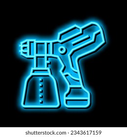 herramienta de pistolas de pulverización, vector de señal de luz de neón. ilustración de la herramienta de la pistola de aerosol