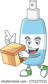 Spray hand sanitizer cartoon design style having gift box