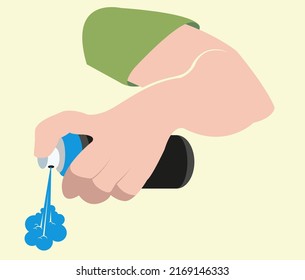 Spray in hand silhouette. Vector illustration flat design. Isolated on white background. spray can.