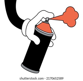 Spray in hand silhouette. Vector illustration flat design. Isolated on white background. spray can.