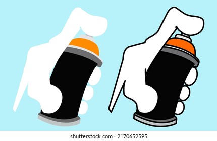 Spray in hand silhouette. Vector illustration flat design. Isolated on white background. spray can.